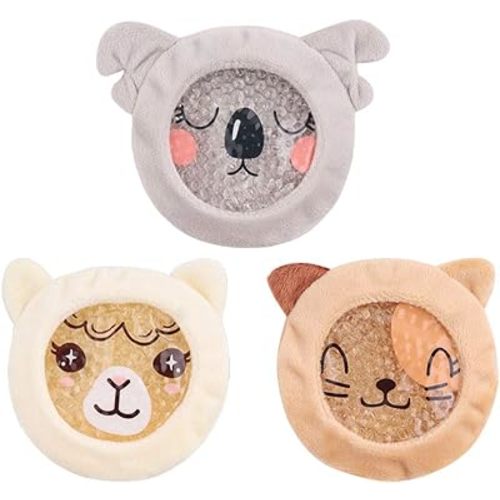 Hilph Kids Ice Packs for Boo Boos, Reusable Toddler Cold Packs with Sleeves for Kids Injuries, Cute Animal Ice Packs Hot Cold Therapy for Kid Bump, Bruise, First Aid (3 Packs)