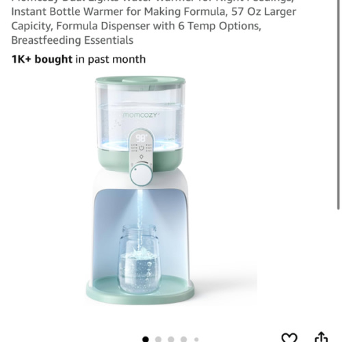 Momcozy Dual Lights Water Warmer for Night Feedings, Instant Bottle Warmer for Making Formula, 57 Oz Larger Capicity, Formula Dispenser with 6 Temp Options, Breastfeeding Essentials