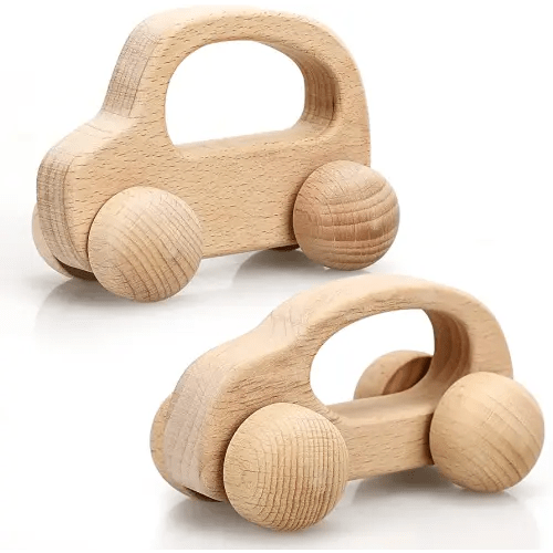 TOY Life Wooden Toys Cars, Montessori Toys for Babies 0-6-12 Months, Baby Rattle Toy Cars for Toddlers 1-3, Wooden Baby Toys for 1 + Year Old, Baby Boy Nursery Decor Natural Wood Rattle Baby Push Cars