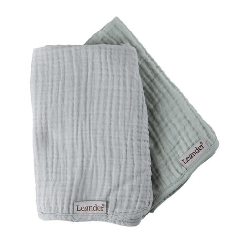 Pusleunderlag, muslin, 2 pk.-Pearl Grey/Sage Green