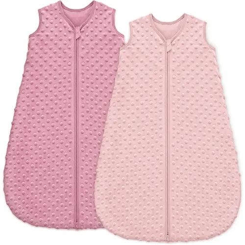 Fleece Baby Sleep Sack 0-6 Months with Plush Dots 1.5 Tog Baby Wearable Blanket with 2-Way Zipper Warm Sleeping Sack for Toddler Infant Newborn - Small, Pink