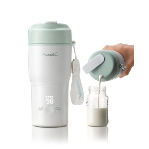 Papablic Portable Bottle Warmer for Home & Travel — 85W Fast Heating Baby Bottle Warmer on The Go, 4 Temp Settings, 3-Inch Wide Mouth, Fits Car Cup Holder