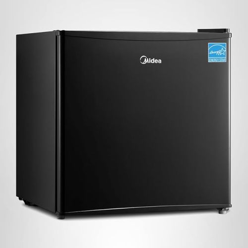 Midea WHS-65LB1 Compact Single Reversible Door Refrigerator, 1.6 Cubic Feet(0.045 Cubic Meter), Black