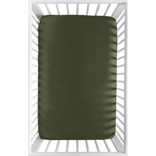 Sweet Jojo Designs Boy Baby Fitted Mini Crib Sheet Woodland Camo Collection Solid Green