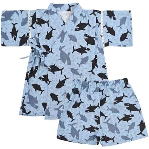 Kimono kids Boys Clothes Tops Shorts Set Jinbei Boys Summer Yukata 100% Cotton Breathable Japanese Style 90-150cm