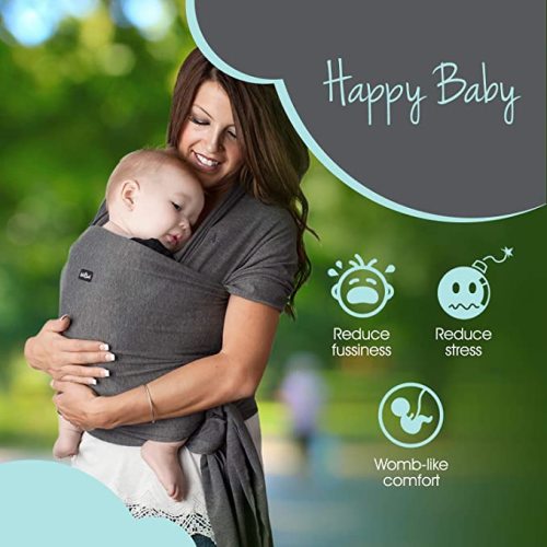 Kids N’ Such 4-in-1 Baby Wrap Carrier & Baby Sling Carrier for Infant, Charcoal Gray