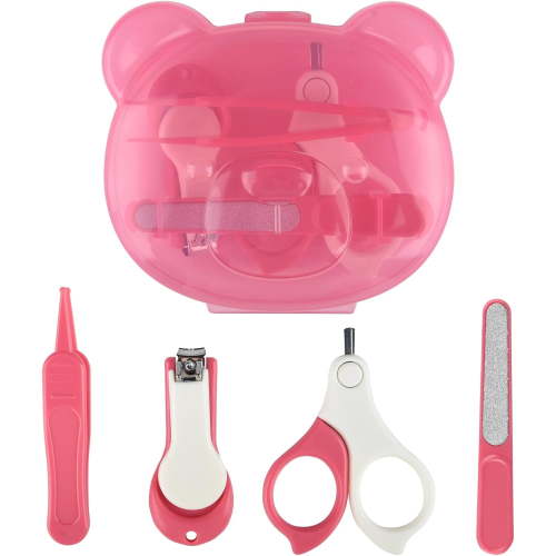 Baby Nail Kit, Baby Manicure Kit and Pedicure kit with Baby Nail Clipper, Scissor, Baby Nail File & Tweezer for Newborn, Infant & Toddler, Perfect for Mothers Day Gifts(Raspberry powder)