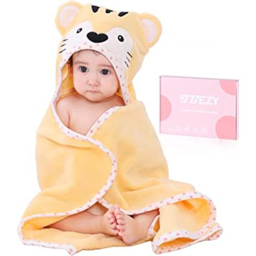Baby Hooded Towel with Unique Animal Design Ultra Soft Thick Cotton Bath Towel for Newborn (Tiger)