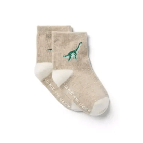 Newborn Taupe Dinosaur Baby Dinosaur Sock by Janie and Jack