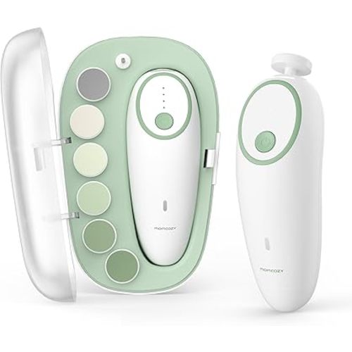 Momcozy Lime à ongles électrique pour bébé, coupe-ongles doux pour bébé, électrique et rechargeable, 7 tampons de remplacement de la tête de ponçage