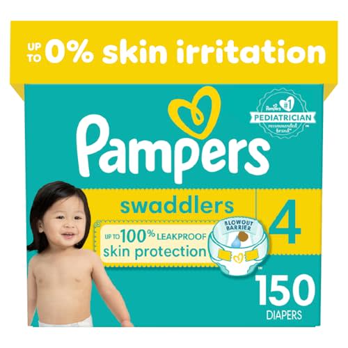 Pampers Swaddlers Diapers - Size 4, One Month Supply (150 Count), Ultra Soft Disposable Baby Diapers