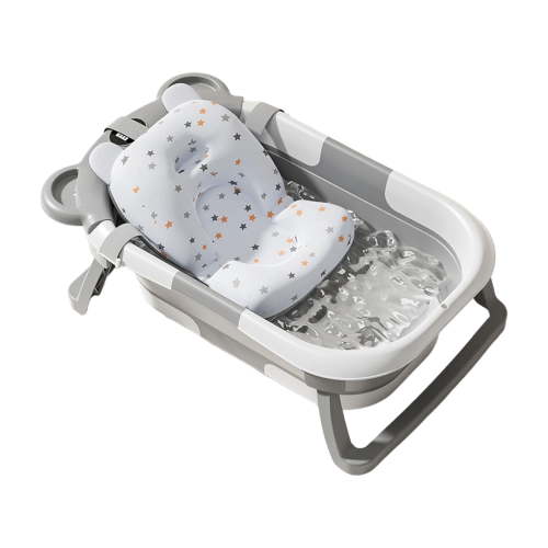 Hanen Foldable Baby Bathtub with Temperature Display, Collapsible Baby Tub with Bath Support Cushion,Portable Infant Tub for for 0-36 Month Newborn to Toddler,Non-Slip,Space Saving