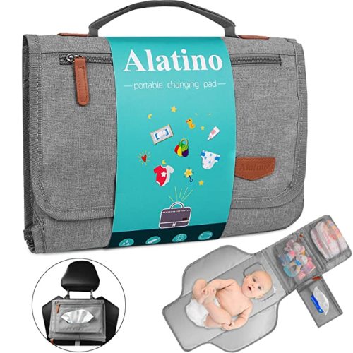 Portable Diaper Changing Pad for Baby, Detachable Travel Changing Pad with Baby Wipes Pocket - Grey