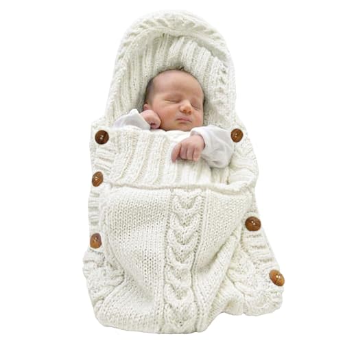 XMWEALTHY Newborn Baby Wrap Swaddle Blanket Knit Wrap Blanket Bag Receiving Blankets Stroller Wrap for Baby Beige 0-6 Month