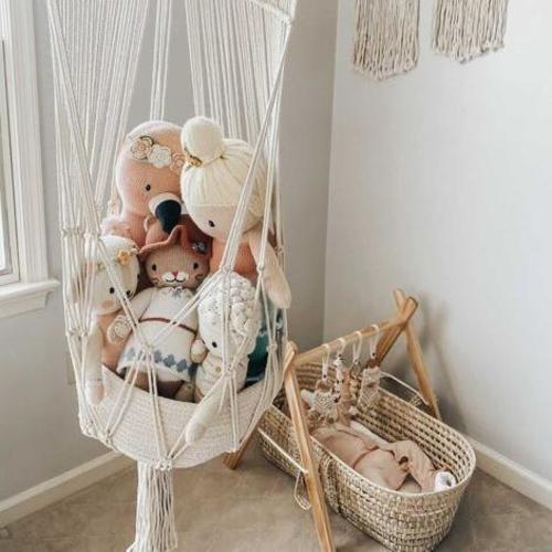 Macrame Toy Hanging Basket | 100% Organic - Finn + Emma