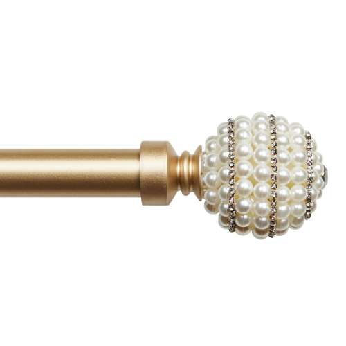 Exclusive Home Diana 66-in to 120-in Gold Iron Single Curtain Rod with Finials