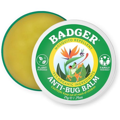 Badger Bug Repellent Tin, Organic Deet-Free Mosquito Repellent with Citronella, Family Friendly Pleasant Smelling Insect Repellent, Easy to Use Travel Size, .75 oz Tin