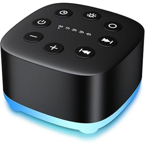 Meditation White Noise Sound Machine 30 Soothing Sounds with 32 Volume Control 12 Night Light 5 Timers Portable Sleep Machine for Travel Powered by AC or USB Sleep Therapy for Baby Kids Adults (Black)