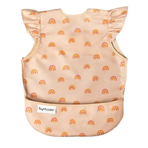 Tiny Twinkle Mess Proof Baby Bib - Waterproof & Lightweight Baby-Led Weaning Apron | 100% Recycled Polyester, Easy Clean & Machine Washable (Boho Rainbow, Small 6-24 Months)