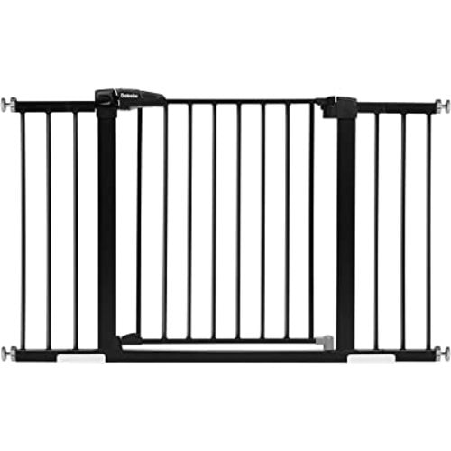 Babelio Metal Baby Gate, 29-48'' Auto Close Easy Install Dog/Pet Barrier, Extra Wide Walk Thru Child Safety Door, Pressure Mounted for Doorways & Stairs, with Y Spindle Rods, Black
