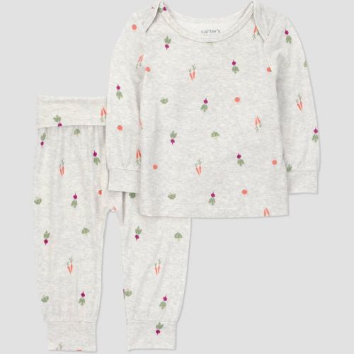 Carter's Just One You Baby® 2pc Comfy Soft Veggies Top and Bottom Set - Gray 12M