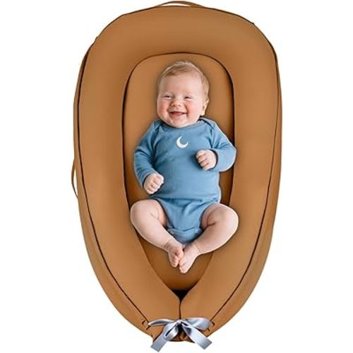 Baby Lounger, Baby Lounger for Newborn 0-24 Months, Premium Soft & Breathable Infant Lounger, Pure Cotton Baby Nest for Boys & Girls, Portable Newborn Lounger for Travel and Home.