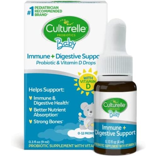 Culturelle Baby Immune & Digestive Support Probiotic (Ages 0-12 mo) – 9ml Bottle – Baby Probiotic with Vitamin D Helps Support Immune, Digestive & Bone Health in Babies, Infants and Newborns
