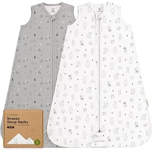 2-Pack Baby Sleep Sacks, Zipper Wearable Blanket - 0.5TOG Organic Cotton, Lightweight, Soft Cozy Toddler Sleeping Sack 6-12 months, Easy to Wear Large Newborn Transition Swaddles Sleepsacks (Woodland)