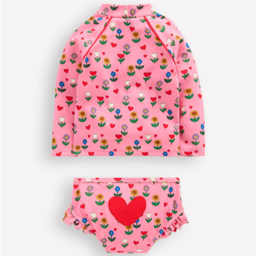 Logo Rash Vest Set-Pink Flower Garden