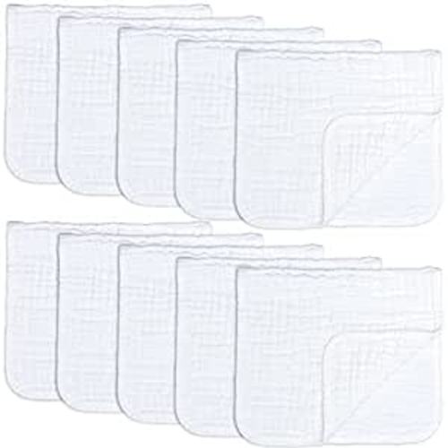Comfy Cubs Muslin Burp Cloths Large 100% Cotton Hand Washcloths for Babies, Baby Essentials 6 Layers Extra Absorbent and Soft Boys & Girls Baby Rags for Newborn Registry (White, 10-Pack, 20" X10") : Baby