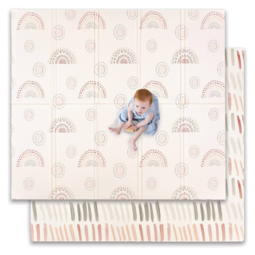 JumpOff Jo - Extra Large Waterproof Foam Padded Play Mat for Infants, Babies, Toddlers, Play Pens & Tummy Time, Foldable Activity Mat, 77 x 70 x 0.6 inches