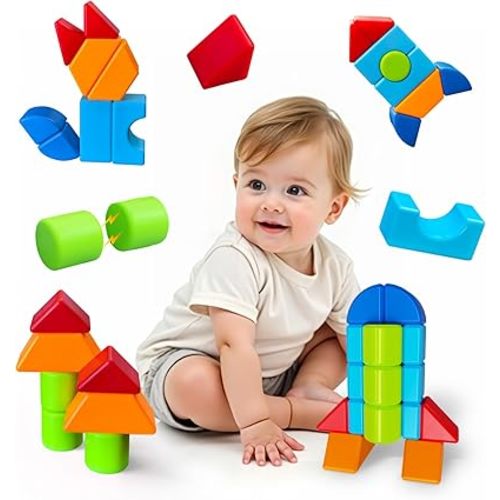 Pairez Toys Magnetic Blocks for Kids Ages 1-3, Large Building Blocks