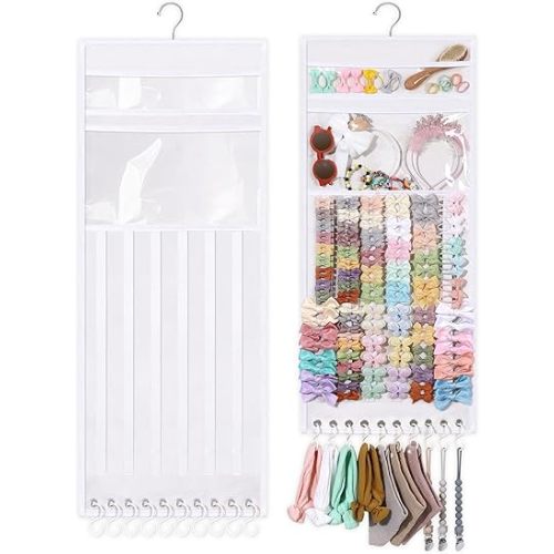 Headband Holder Hair Bows Organizer for Girls, Large Capacity Bow Hanger Hair Clip Storage, Baby Hair Accessories Organizer Display for Nursery Toddler Kids Room