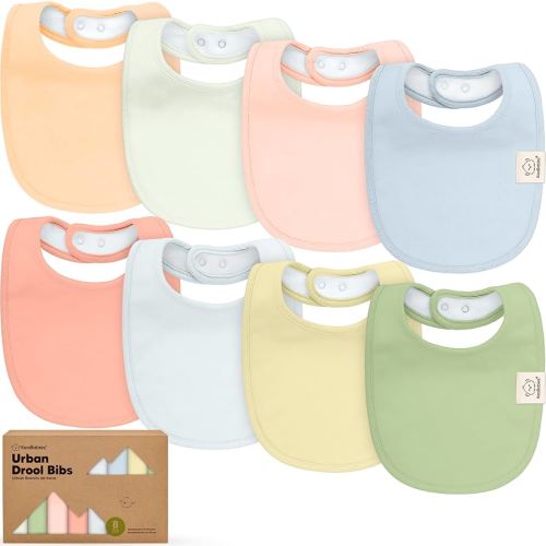 8-Pack Organic Baby Bibs for Boys, Girls - Soft Cotton Drooling and Teething Bibs for Baby Girl & Boy, Extra Absorbent, Easy to Clean & Put On for Toddler, Newborn, Infant 0-24 Months(Dew)