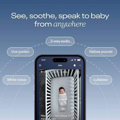 Nanit Pro Smart Baby Monitor & Wall Mount – 1080p Secure Wi-Fi Video Camera, Sensor-Free Sleep & Breathing Motion Tracker, 2-Way Audio, Sound & Motion Alerts, Night Vision, and Breathing Band - White - Pro Camera & Wall Mount
