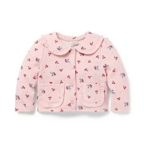 Baby Peach Candy Cherry Floral Baby Cherry Floral Quilted Cardigan by Janie and Jack