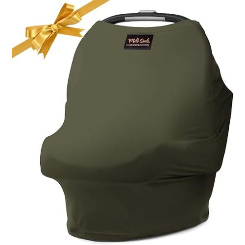 Milk Snob Original 5-in-1 Luxe Cover in Olive - Added Privacy for Breastfeeding, Baby Car Seat, Carrier, Stroller, High Chair, Shopping Cart, Lounger Canopy, Newborn Essentials, Nursing Top
