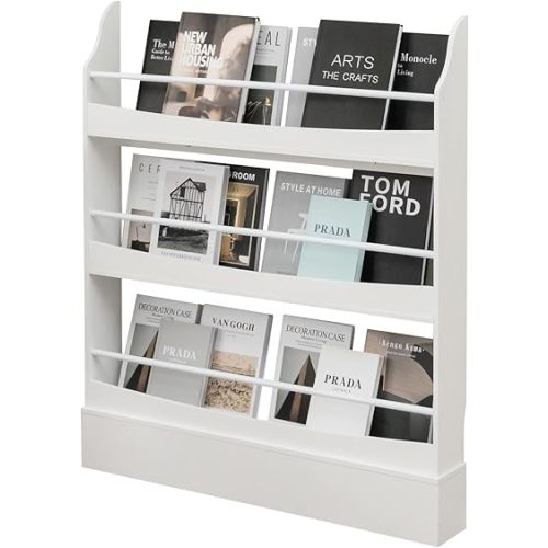 Tangkula Kids Bookshelf, Freestanding 4 Tier Bookcase for Books & Magazines & Newspapers, 2 Anti-Tipping Kits, Toys Storage Shelf in Kids Room Living Room Nursery Study (White, 3 Tier)