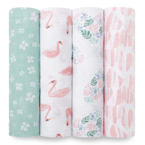Bear Print Muslin Swaddle 4pk | aden + anais