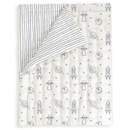 Organic Kids Quilt - Astro & Navy Blue Stripes