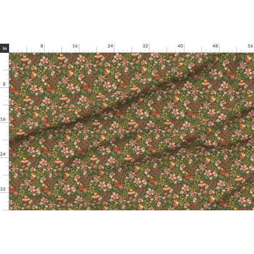 Fabric in JMJ Hearts Floral on Green 8" repeating