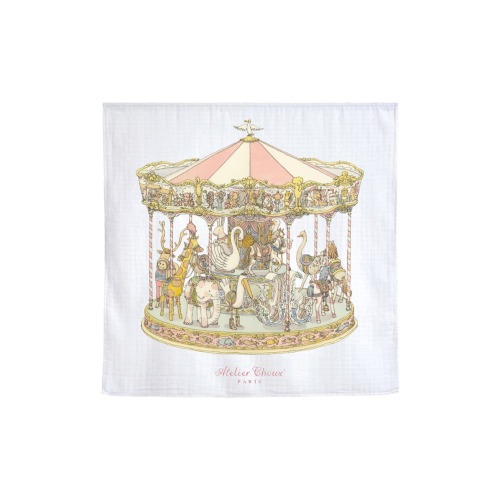Pink Carousel Cotton Swaddle
