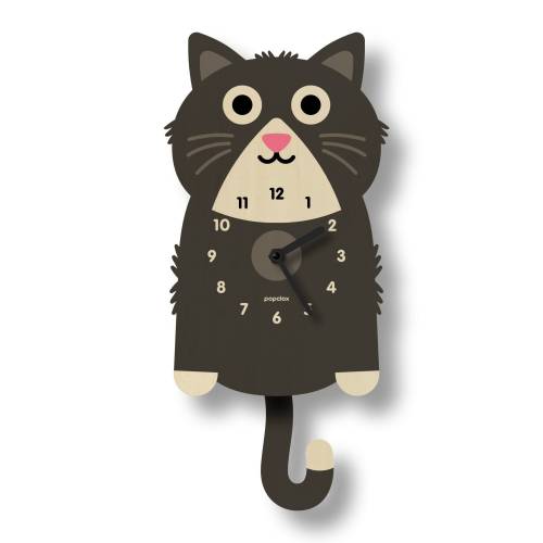 Kitten Pendulum Clock - Kids Room Decor - Nursery Decor - Silent Clock - Clock for Kids - Cute Design - Made in USA - Cat Decor