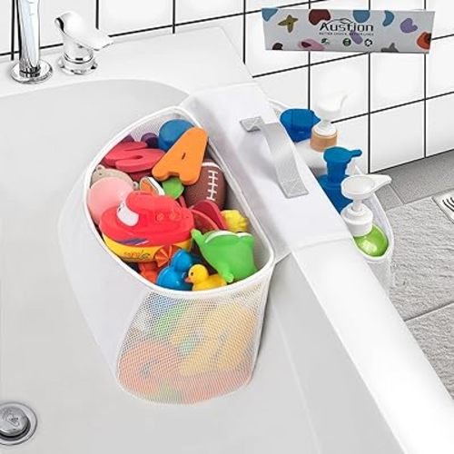 Bath Toy Storage,Bathtub Toy Storage,Hanging Organizer Mesh Bag.Storage and Sorting,Bath Toy Storage bag. (white)
