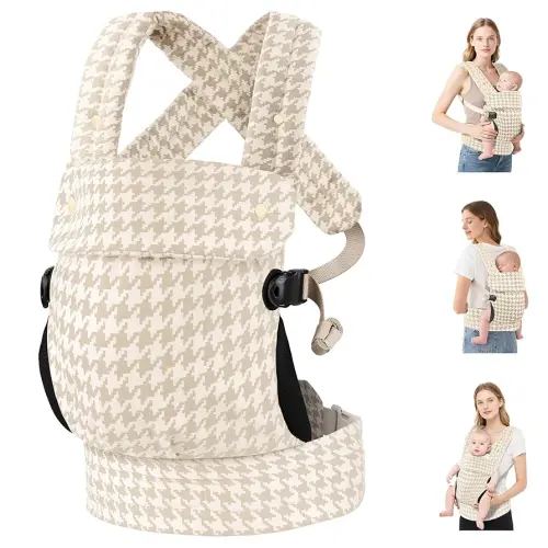 Baby Carrier Newborn to Toddler- Ergonomic,Cozy and Lightweight Infant Carrier for 7-40lbs,3 Carry Positions Newborn Carrier,Houndstooth