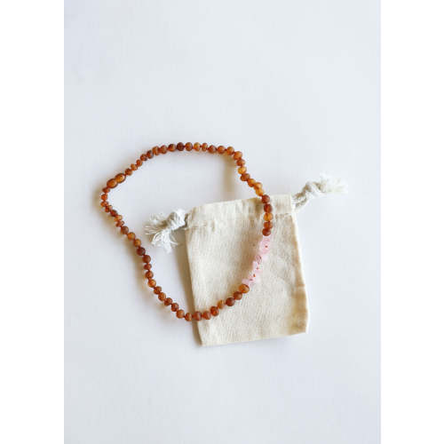 Raw Cognac Baltic Amber + Raw Rose Quartz || Necklace – CanyonLeaf