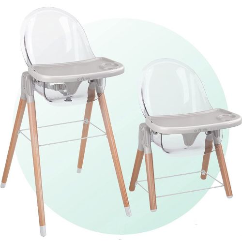 Children of Design Adjustable 6-in-1 Wooden Classic High Chair for Babies & Toddlers, Color: Clear
