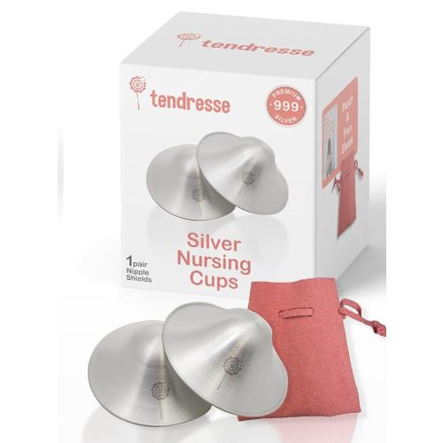 Nipple Shields for Breastfeeding Newborn - 999 Silver - Pure Protection for Nursing Moms - Silver Nursing Cups– Metal Nipple Covers for Breastfeeding – Regular Size - Nursing Essentials - by tendresse