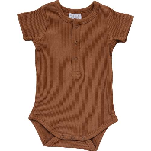 Rust Organic Cotton Ribbed Snap Bodysuit - NB