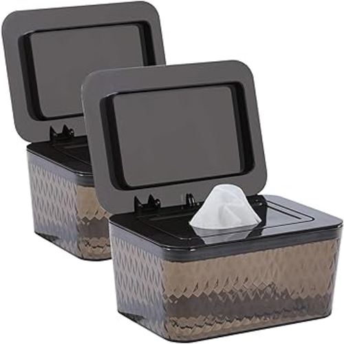 2 Pack Wipes Dispenser Seal-Designed Wipe Dispenser Holder Wipes Case Box for Bathroom Keep Wipes Fresh, Dust-Proof & Non-Slip